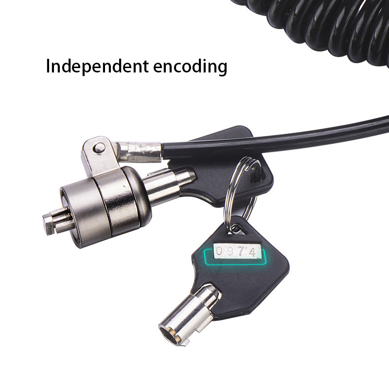 7 * 4 mm-es zárfurat univerzális bővíthető rugós kötél acél kábel kulcsos számítógépzár