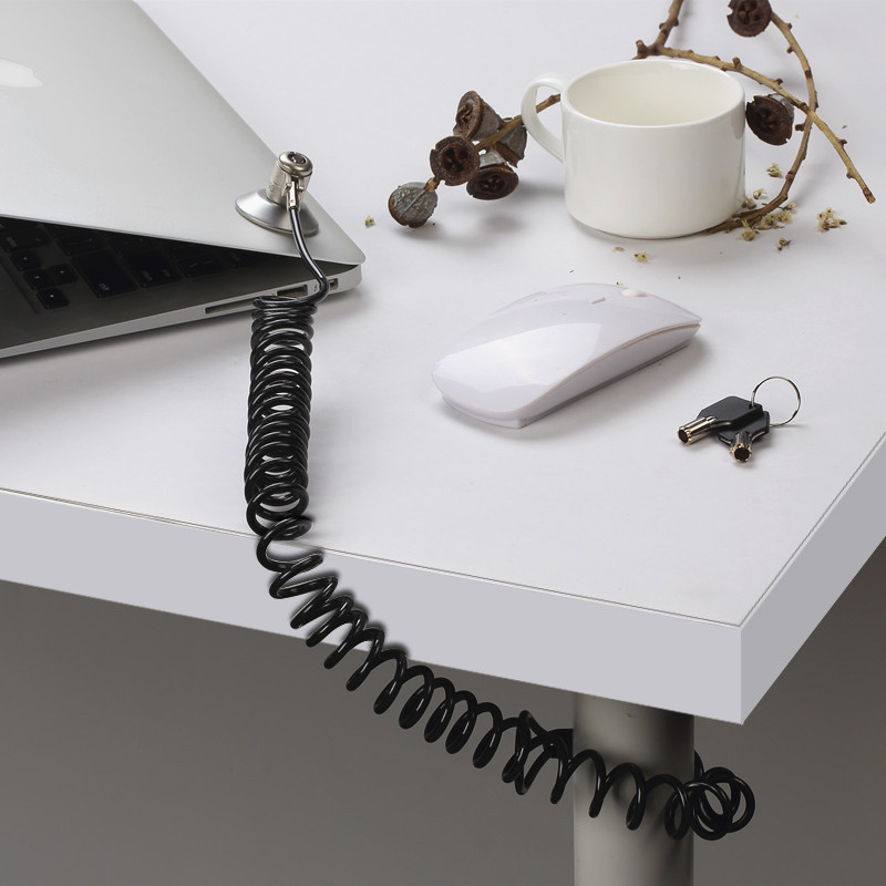 7 * 4 mm-es zárfurat univerzális bővíthető rugós kötél acél kábel kulcsos számítógépzár