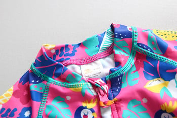 1-7Years Baby Girls Swimsuit Μαγιό για Παιδικό Κοριτσάκι με Μακρυμάνικο Καπάκι Baby Surfing στολή Βρεφική Baby Floating-SW370