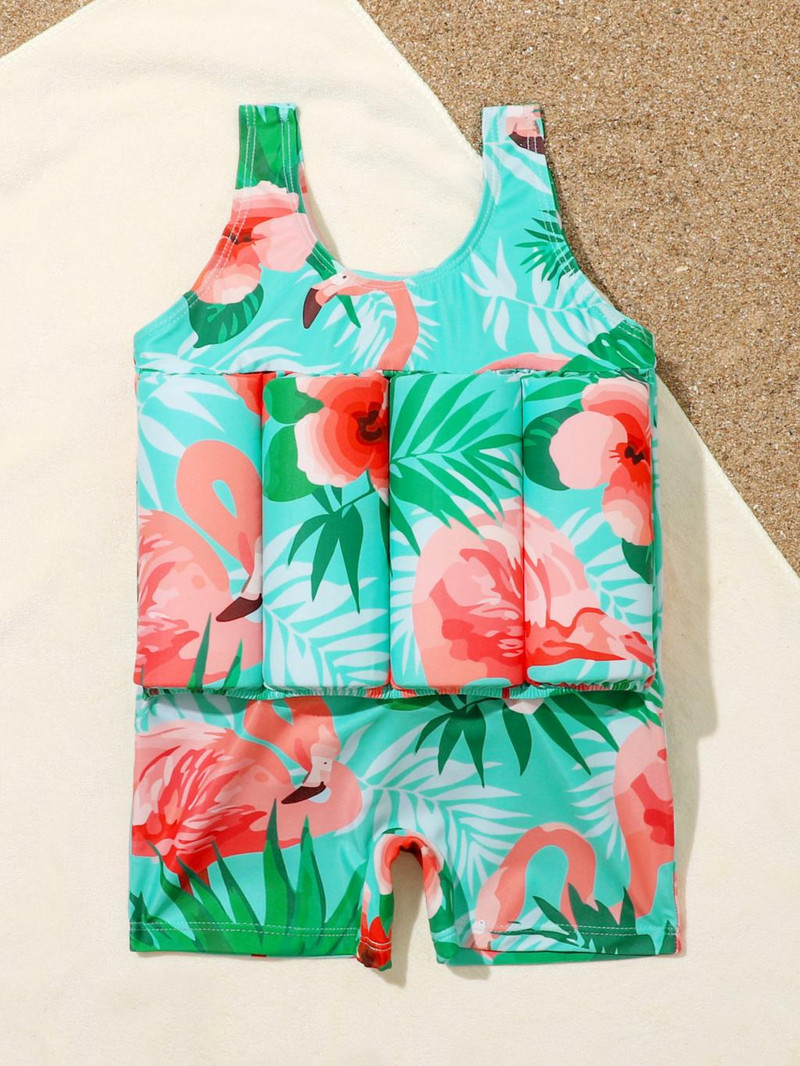 Εκτύπωση Flamingo Κοριτσίστικο Μαγιό Παιδικό Μαγιό Πλευστότητας Παιδικό Σιαμέζικο Παιδικό Μωρό Μικρό Μαγιό Εξοπλισμός Μαγιό