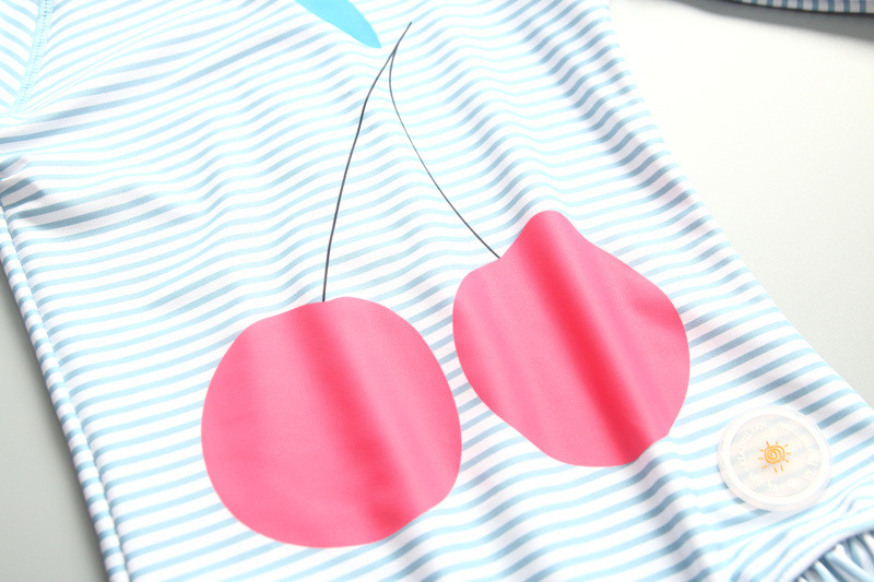 1-8a väikelaste beebitüdrukute ujumistrikoo Kirsiga trükitud tüdrukute ujumisriided ühes tükis Laste ujumisriided koos mütsiga Kvaliteetsed laste rannariided