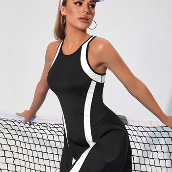 2022 Спортна рокля Тенис рокля Къса пола Тенис костюм Без гръб Едно парче Дрехи за йога Дишащи Бързосъхнещи Фитнес