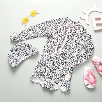 Костюм за сърфиране на бебета от 1 до 8 г. за момичета Екип за плуване с леопардов принт за момичета Висококачествени детски бански костюми Детско плажно облекло