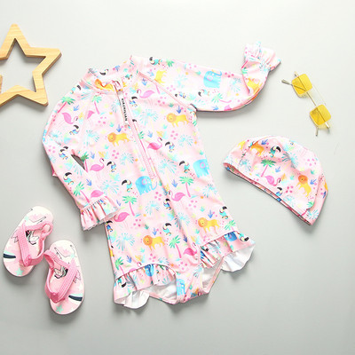 Tropical Girls κοστούμι για σέρφινγκ 1~8 ετών νήπιο Baby Girls Rush Guard μονοκόμματο Παιδικό μαγιό Υψηλής ποιότητας Παιδικό ένδυμα παραλίας με καπάκι