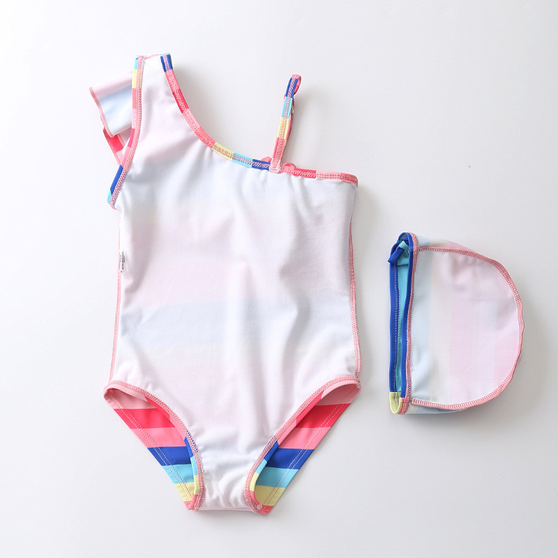 1~7Y Beebitüdrukute ujumistrikoo ühes tükis Tüdrukute ujumisriided Ujumiskostüümid lastele Tüdrukute ujumisriided lastele, korgiga Laste rannariided-SW424