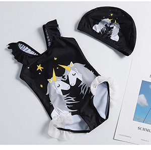 Lányok fürdőruha 1-10 éves lányoknak egyrészes fürdőruha Unicorn Girls fürdőruha kalappal Gyermek Strandruha Fürdőruha-ST120