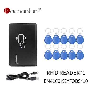 125KHz RFID lasītāja ID Frekvences karšu lasītājs USB ports viedkartes programmētājs + 10 gab em4100 atslēgu piekariņi Tag