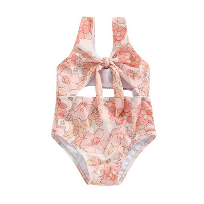 Tregren Toddler Baby Girls Peldkostīmi Vasaras Bezpiedurknēm Ziedu/Shell Print Dobs Peldkostīms Peldbaseins Hot Spring Peldkostīms