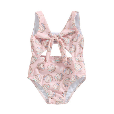 Tregren Toddler Baby Girls Peldkostīmi Vasaras Bezpiedurknēm Ziedu/Shell Print Dobs Peldkostīms Peldbaseins Hot Spring Peldkostīms