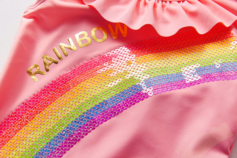 3-16 G Girls Peldkostīmi Augstas kvalitātes meiteņu peldkostīms Arbūzs Varavīksnes sequins Bērnu pludmales apģērbs Peldkostīms Biquini infantil