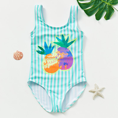 Costum de baie pentru copii mici, fete, 1 ~ 8 ani, cu imprimeu ananas, costum de baie pentru fete, o bucată, Bikini pentru copii, îmbrăcăminte de plajă, ținută de înot