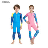 DSP03 UPF 50+ Lycra ar garām piedurknēm hidrotērps bērniem viengabala peldkostīms niršanas tērps zēniem meitenēm peldkostīms bērniem peldkostīms izsitumu aizsargs