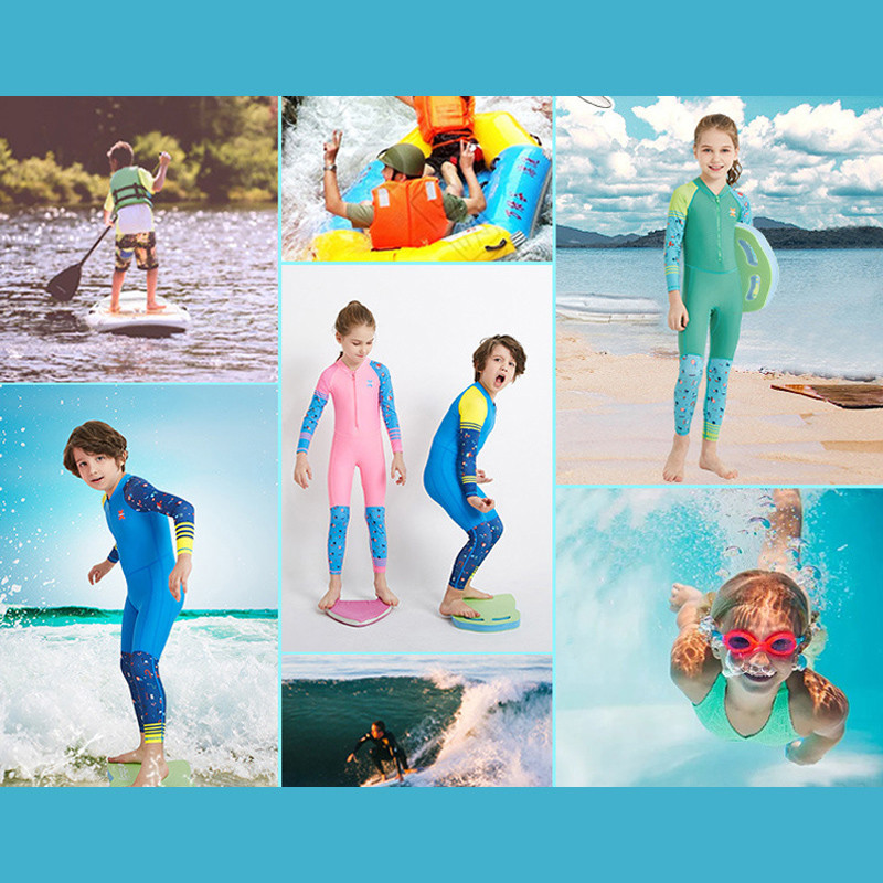 DSP03 UPF 50+ Lycra ar garām piedurknēm hidrotērps bērniem viengabala peldkostīms niršanas tērps zēniem meitenēm peldkostīms bērniem peldkostīms izsitumu aizsargs