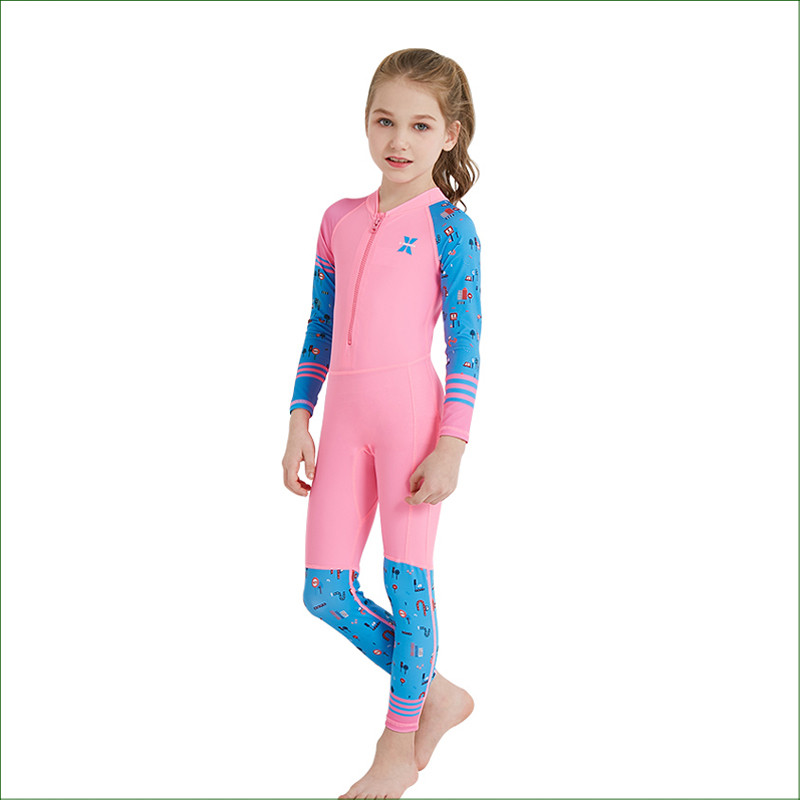 DSP03 UPF 50+ Lycra ar garām piedurknēm hidrotērps bērniem viengabala peldkostīms niršanas tērps zēniem meitenēm peldkostīms bērniem peldkostīms izsitumu aizsargs