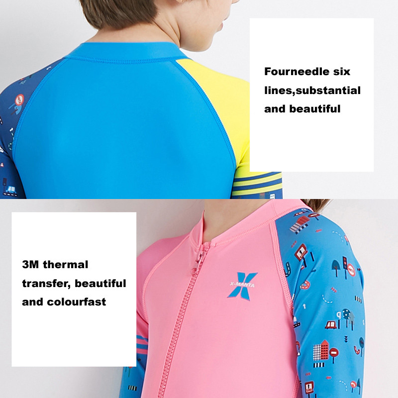 DSP03 UPF 50+ Lycra ar garām piedurknēm hidrotērps bērniem viengabala peldkostīms niršanas tērps zēniem meitenēm peldkostīms bērniem peldkostīms izsitumu aizsargs