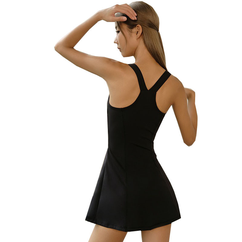 Naiste tennisekleit jooga ühes tükis kombinesoonid, veniv, pehme sulgpalliskorts V-kaelusega nailonist treeningseelik lühikeste pükstega