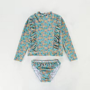 Meiteņu peldkostīms divdaļīgs peldkostīms, 2023. gada modes ziedu volāni peldkostīmi bērniem vasaras peldkostīmi pludmales apģērbi 2 gab.