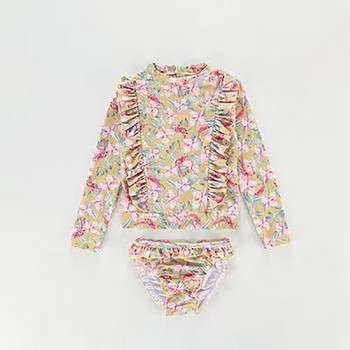Κοριτσίστικα μαγιό TWO Piece Swimsuit 2023 Fashion Floral Ruffle Μαγιό για Παιδιά Καλοκαιρινά Μαγιό Σετ θαλάσσης 2 τμχ