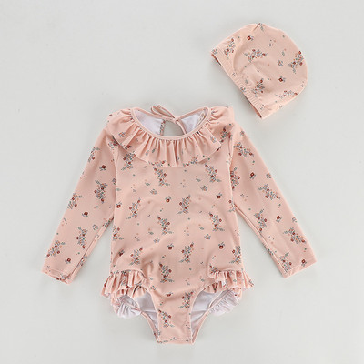 Meiteņu peldkostīms divdaļīgs peldkostīms, 2023. gada modes ziedu volāni peldkostīmi bērniem vasaras peldkostīmi pludmales apģērbi 2 gab.