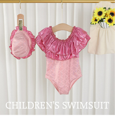 Meiteņu peldkostīms divdaļīgs peldkostīms, 2023. gada modes ziedu volāni peldkostīmi bērniem vasaras peldkostīmi pludmales apģērbi 2 gab.