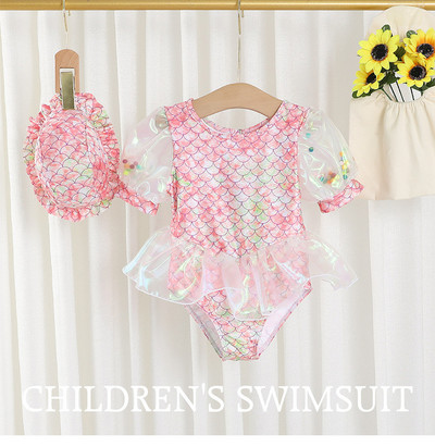 Meiteņu peldkostīms divdaļīgs peldkostīms, 2023. gada modes ziedu volāni peldkostīmi bērniem vasaras peldkostīmi pludmales apģērbi 2 gab.