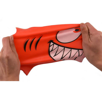 Анимационна шапка за плуване с акула Детска силиконова детска шапка за басейн Водоустойчива защита на ушите Оборудване за плуване за момчета и момичета
