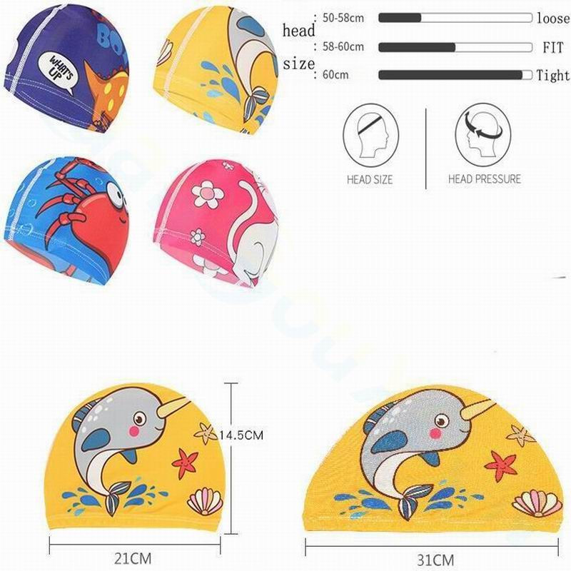 Bērni Bērni Peldcepure Jauka karikatūra Audums Peldbaseins Ūdens Sports Aizsargāt Ausis Cepure Zēni Meitenes Peldēties Peldcepures Cepures