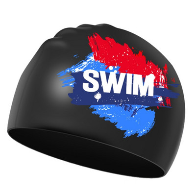 Sabiezināta Personality Letter peldcepure Elastīga silikona ūdensnecaurlaidīga gariem matiem Ausis Protect Personality peldcepure sievietēm meitenēm