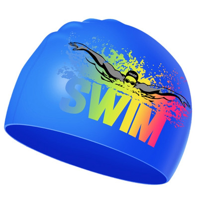 Sabiezināta Personality Letter peldcepure Elastīga silikona ūdensnecaurlaidīga gariem matiem Ausis Protect Personality peldcepure sievietēm meitenēm