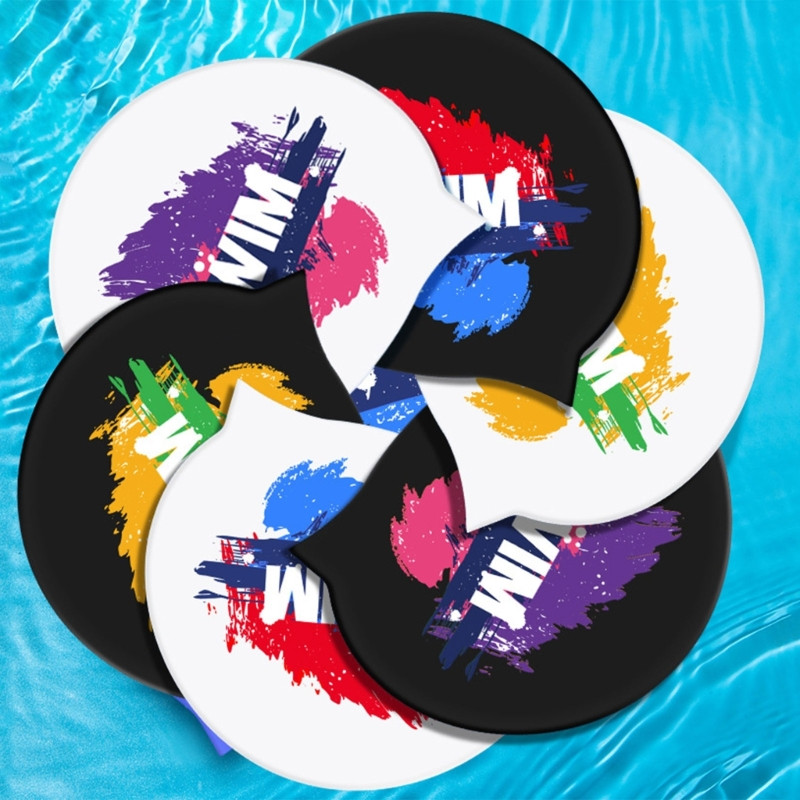 Sabiezināta Personality Letter peldcepure Elastīga silikona ūdensnecaurlaidīga gariem matiem Ausis Protect Personality peldcepure sievietēm meitenēm