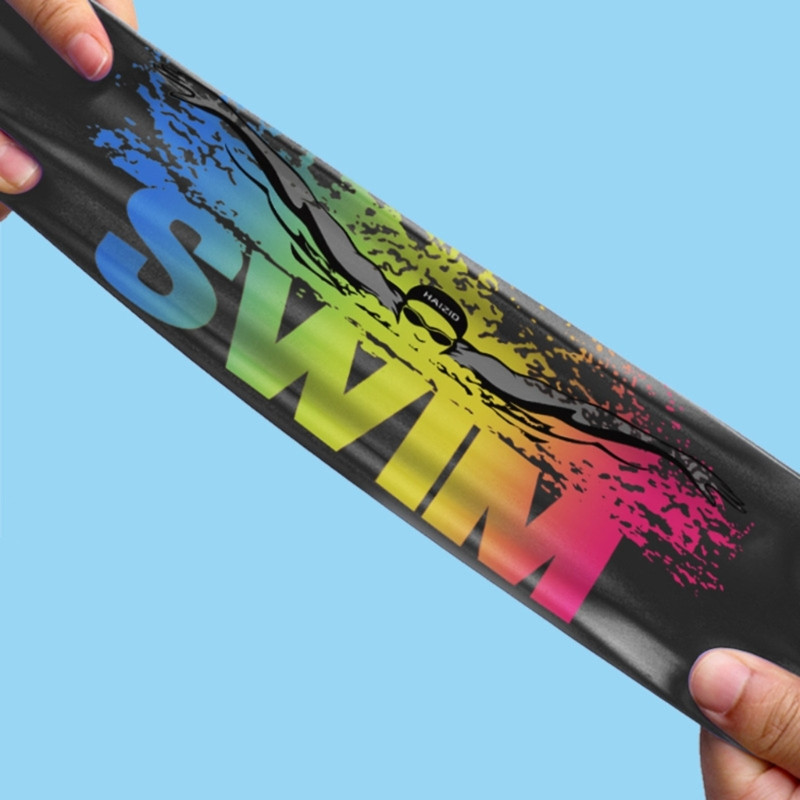 Sabiezināta Personality Letter peldcepure Elastīga silikona ūdensnecaurlaidīga gariem matiem Ausis Protect Personality peldcepure sievietēm meitenēm