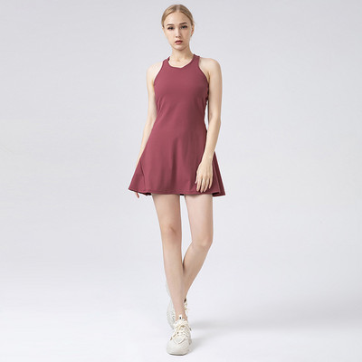 Moteriška teniso suknelė be rankovių bėgimo sportinė vasarinė suknelė su šortais Joga golfo sportinės suknelės paminkštinti badmintono drabužiai