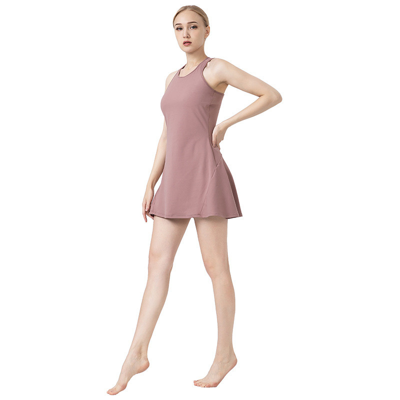 Moteriška teniso suknelė be rankovių bėgimo sportinė vasarinė suknelė su šortais Joga golfo sportinės suknelės paminkštinti badmintono drabužiai