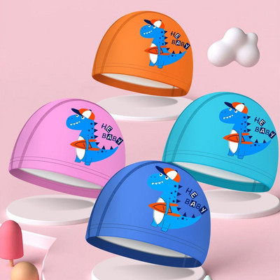 Plisseeritud koomiks trükitud vabas suuruses pikad juuksed kaitsvad ujumismütsid elastsed pu turbanid lastele ujumismütsid basseini ujumismütsid