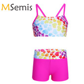 Bērni Meitenes Tankini Peldkostīmi Vingrošanas Triko Sirds formas peldkostīmi Divdaļīgi Peldkostīmi Topi ar apakšu Pludmales peldkostīms