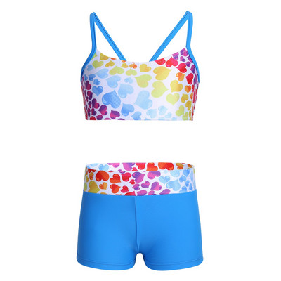 Bērni Meitenes Tankini Peldkostīmi Vingrošanas Triko Sirds formas peldkostīmi Divdaļīgi Peldkostīmi Topi ar apakšu Pludmales peldkostīms