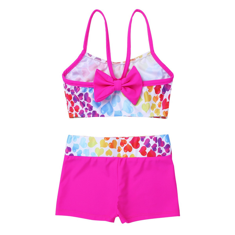 Bērni Meitenes Tankini Peldkostīmi Vingrošanas Triko Sirds formas peldkostīmi Divdaļīgi Peldkostīmi Topi ar apakšu Pludmales peldkostīms