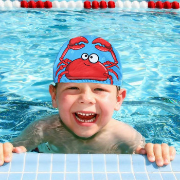 Анимационно сладко момиче за деца Детски водоустойчиви еластични силиконови шапки за къпане в басейна Шапка за гмуркане Детски