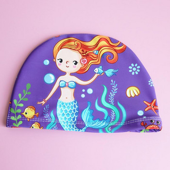 Χαριτωμένο κορίτσι κινουμένων σχεδίων για παιδιά Παιδικά αδιάβροχα ελαστικά καπάκια κολύμβησης σιλικόνης πισίνας Παιδικό καπέλο κολύμβησης
