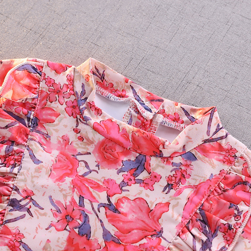 Meitenes divu gabalu uzvalks 2-11 gadiem bērniem ar garām piedurknēm, svārki, peldkostīms, 2022. gada mazulis, glīts, ziedu apdrukas peldkostīms, bērnu peldkostīms