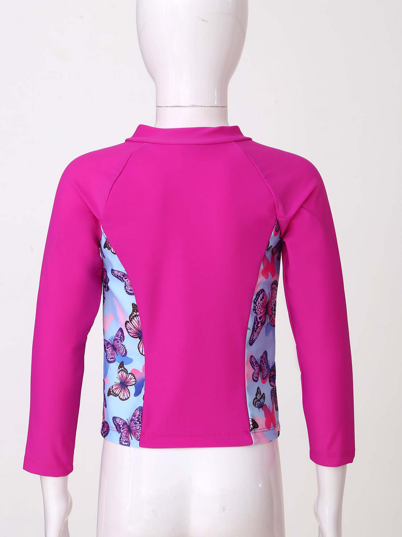 3Gb Bērnu meiteņu modes apdrukas peldkostīmu siksnas Topi bez piedurknēm ar biksēm un garām piedurknēm priekšpusē ar rāvējslēdzēju aizverams mēteļa komplekts