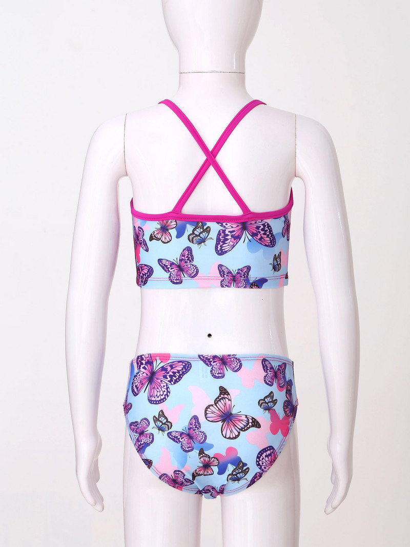 3Gb Bērnu meiteņu modes apdrukas peldkostīmu siksnas Topi bez piedurknēm ar biksēm un garām piedurknēm priekšpusē ar rāvējslēdzēju aizverams mēteļa komplekts