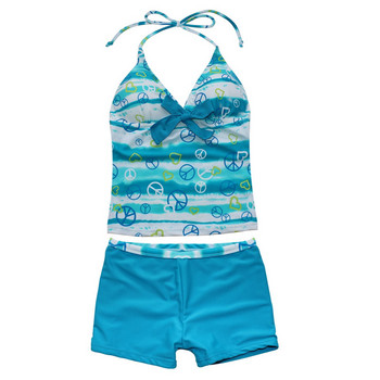 Παιδικά Κορίτσια Tankini Μαγιό Heart Print Μαγιό Halter Tankini Σετ με σουτιέν μαξιλαράκια για καλοκαιρινό μαγιό Παιδικό μαγιό