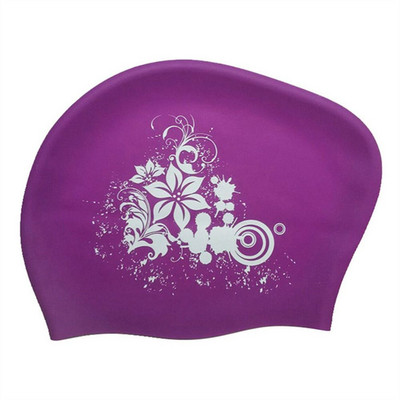 Sieviešu silikona ūdensnecaurlaidīga peldcepure Sieviešu garu matu aizsardzība Augsti elastīgi peldcepures sērfošanai niršanai baseina cepure Bezmaksas izmērs