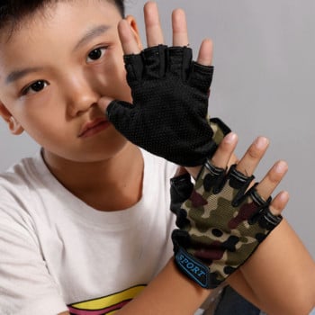 1 чифт детски спортни ръкавици с половин пръст, детски езда, колоездене, бягащи ръкавици, момчета, момичета, спортни ръкавици на открито за коледен подарък