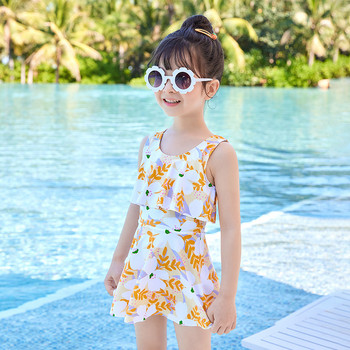 Flounce Корейски стил от две части Бански костюми за момичета Детски бански костюм Пола Детски бикини Enfant Maillot De Bain Fille Kinder Zwemkleding
