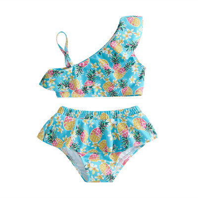 Yiiciovy Summer Sweet Kids Girls 2PCS Комплект бикини Бански костюми Сладки потници без ръкави с волани + Комплект бански костюм с долна част на бикини