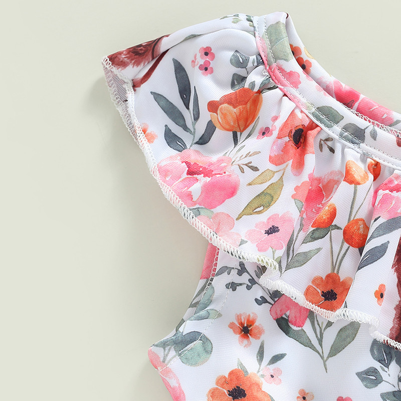 Βρεφικό Σετ μαγιό κοριτσιού μωρό 2 τμχ βολάν Halter Crop Top+Μπικίνι Παιδική Ηλιόλουστη 6M-4Y