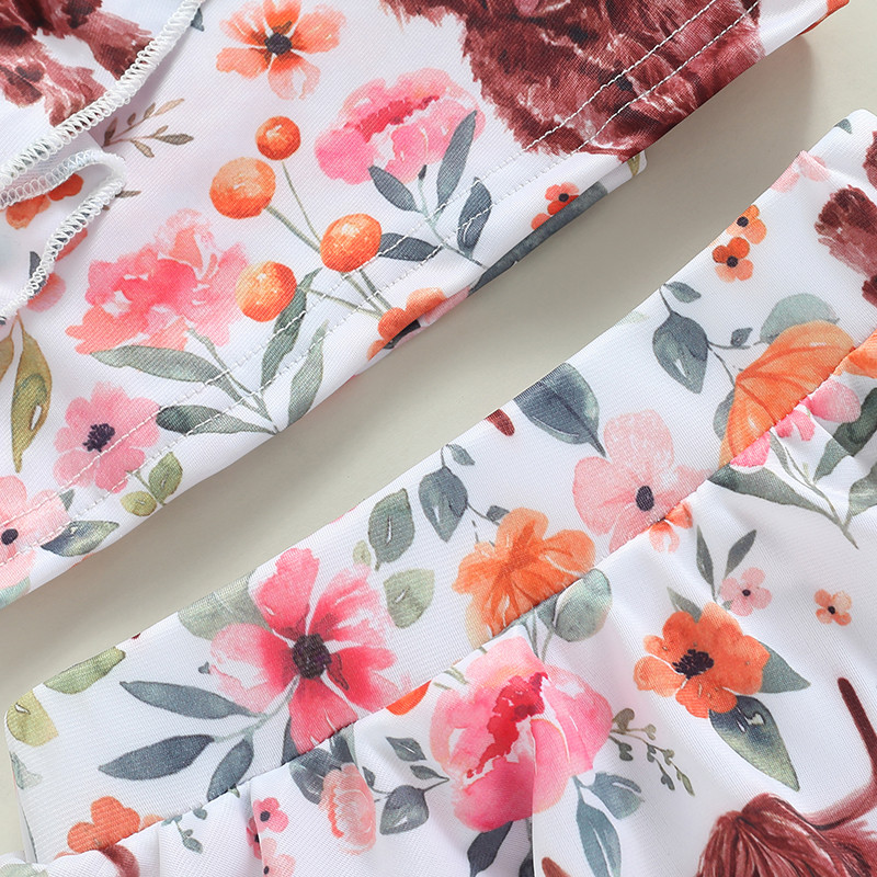 Βρεφικό Σετ μαγιό κοριτσιού μωρό 2 τμχ βολάν Halter Crop Top+Μπικίνι Παιδική Ηλιόλουστη 6M-4Y