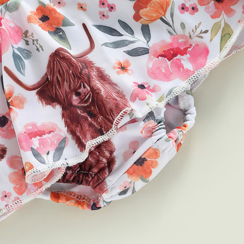 Βρεφικό Σετ μαγιό κοριτσιού μωρό 2 τμχ βολάν Halter Crop Top+Μπικίνι Παιδική Ηλιόλουστη 6M-4Y